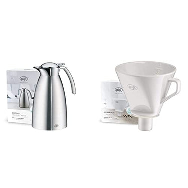 alfi GUSTO TT 1.0l, insulated jug made of stainless steel & AROMA PLUS, white, porcelain coffee filter, for filter paper on sale
